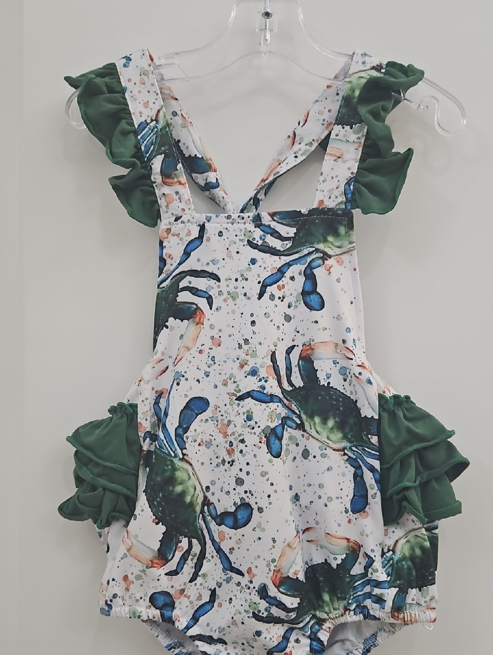 Crab Print Ruffle Bubble - Green & Blue